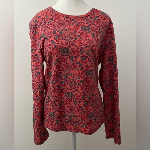 NWOT Orvis Floral Orange Purple Teal Long Sleeve Top Size M - Picture 3 of 9